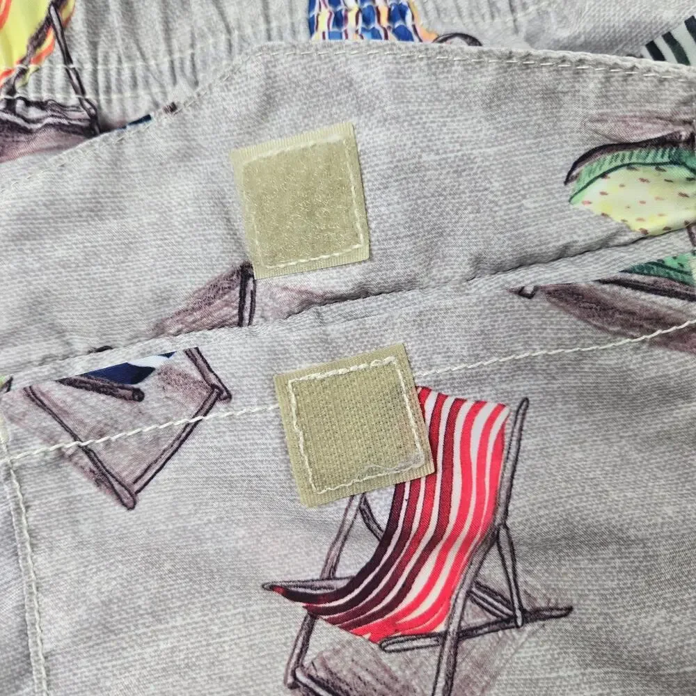 Tommy Bahama Relax Men's Swim Shorts Naples Novelty Beach Chair Print Lined XXL